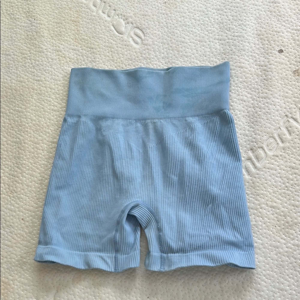 Light Blue Ribbed Shorts